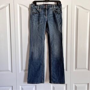 EUC Anthropologie Louie blue distressed bootcut denim jeans size 29